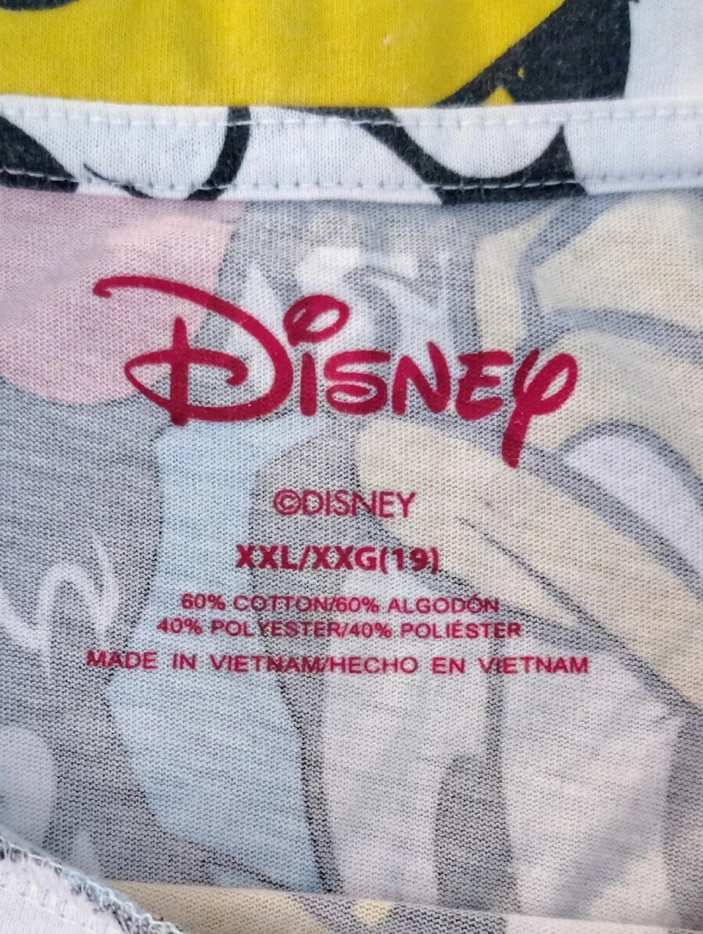 Disney Y2K Mickey Mouse & Friends‎ All Over Printed Cropped TShirt XXL Colorful
